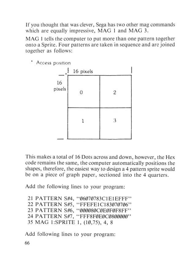 SEGA beginners-guide — page 66 of 72, scanned from the printed manual