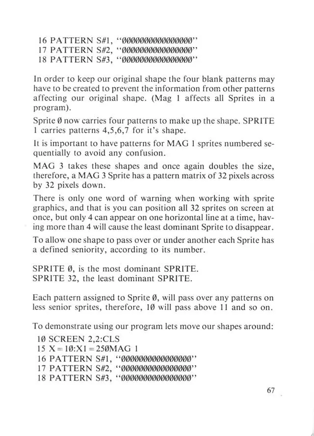 SEGA beginners-guide — page 67 of 72, scanned from the printed manual