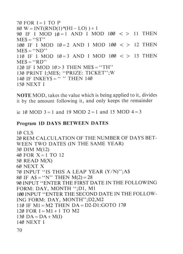 SEGA beginners-guide — page 70 of 72, scanned from the printed manual
