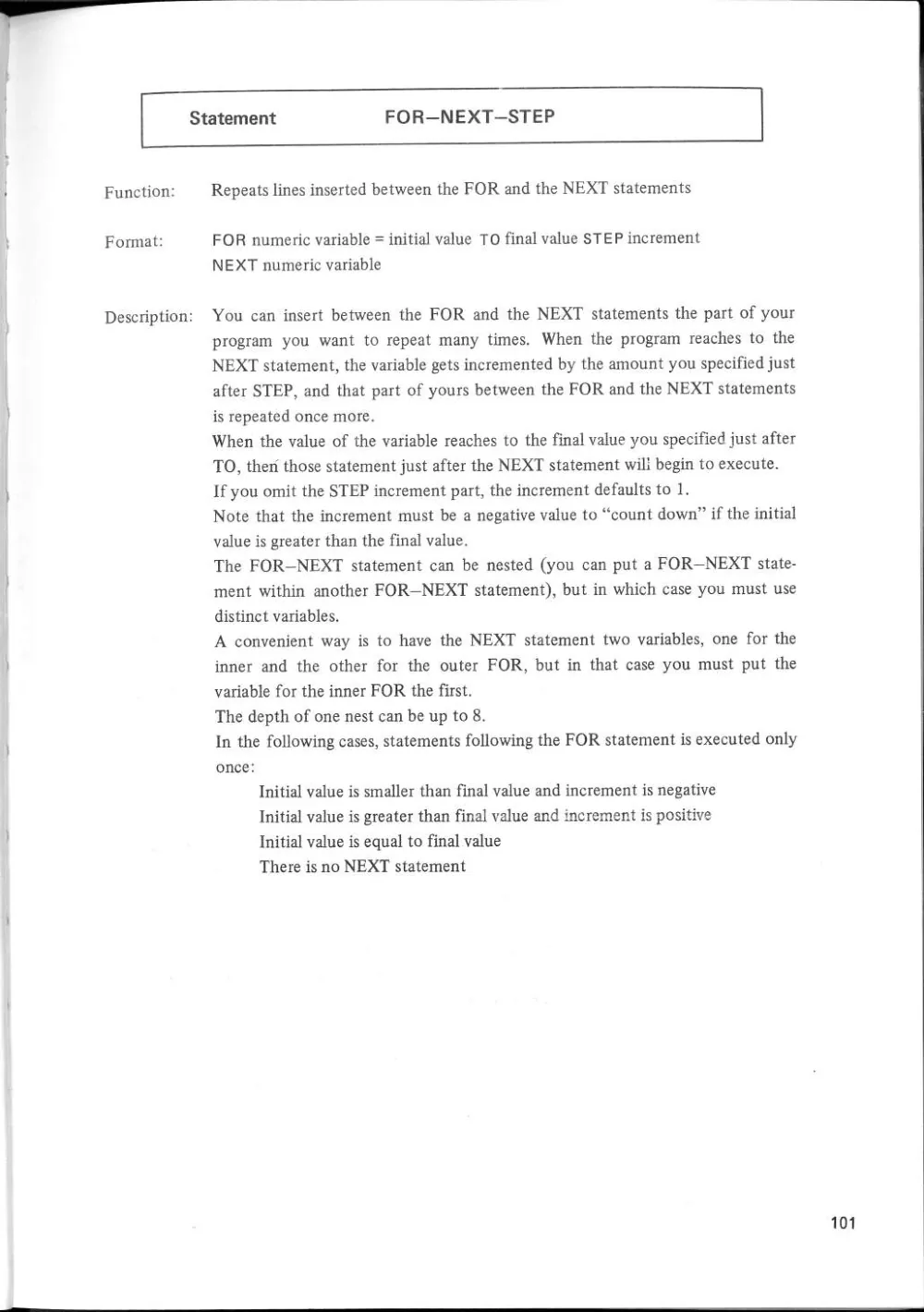 SF-7000 Super Control Station — User's Manual — page 107 of 240, scanned from the printed manual