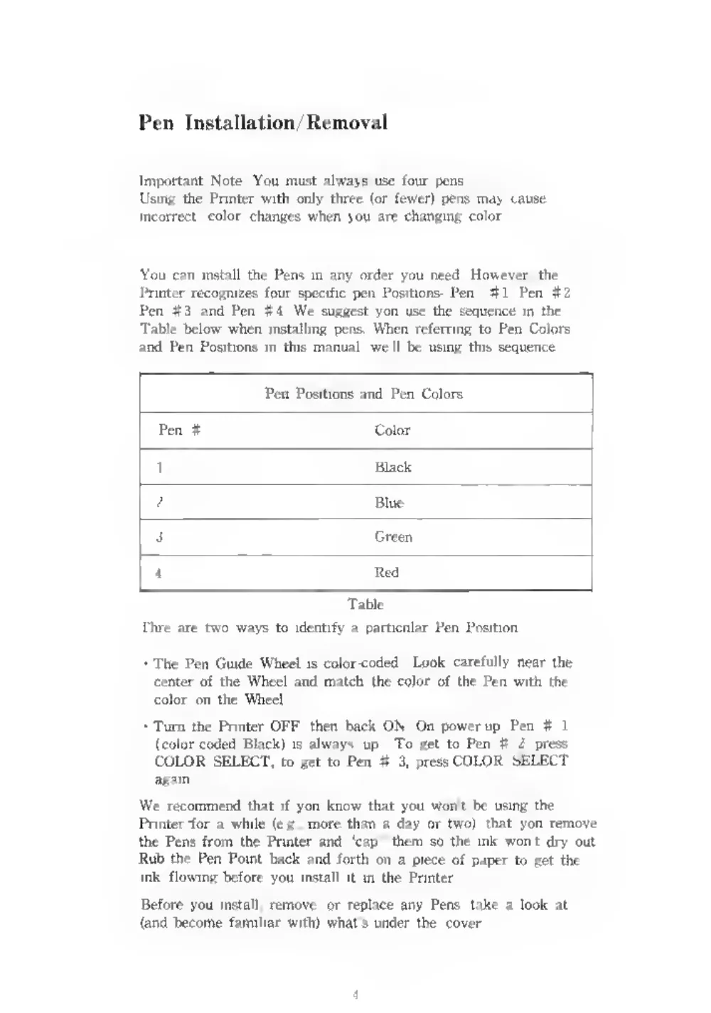 SP-400 4 Color Plotter Printer — page 7 of 32, scanned from the printed manual