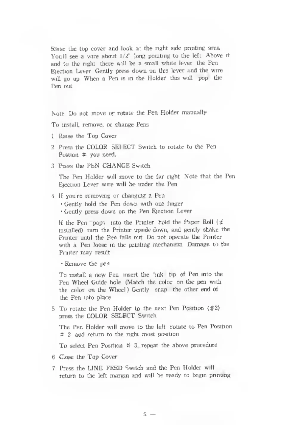 SP-400 4 Color Plotter Printer — page 8 of 32, scanned from the printed manual