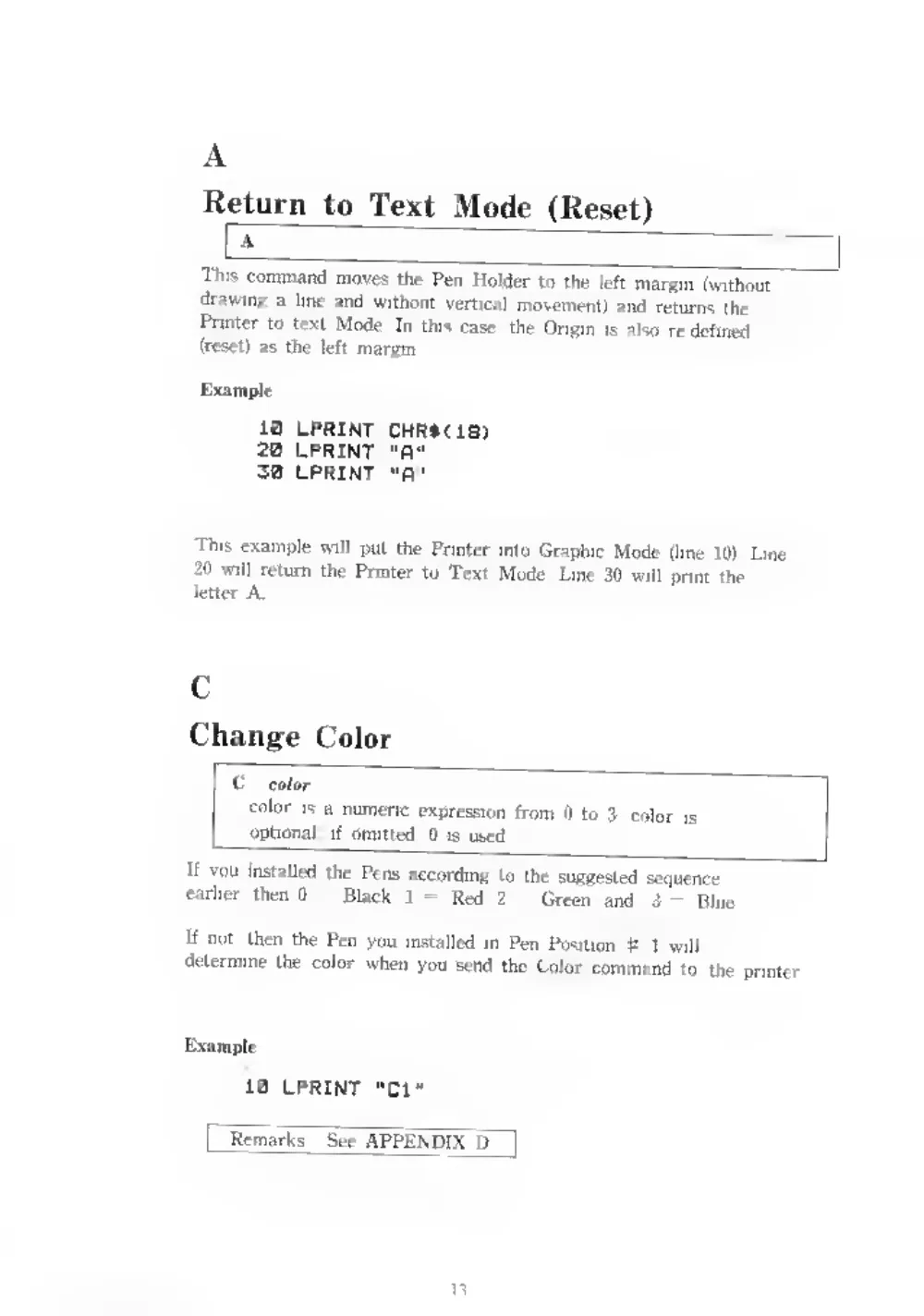 SP-400 4 Color Plotter Printer — page 16 of 32, scanned from the printed manual