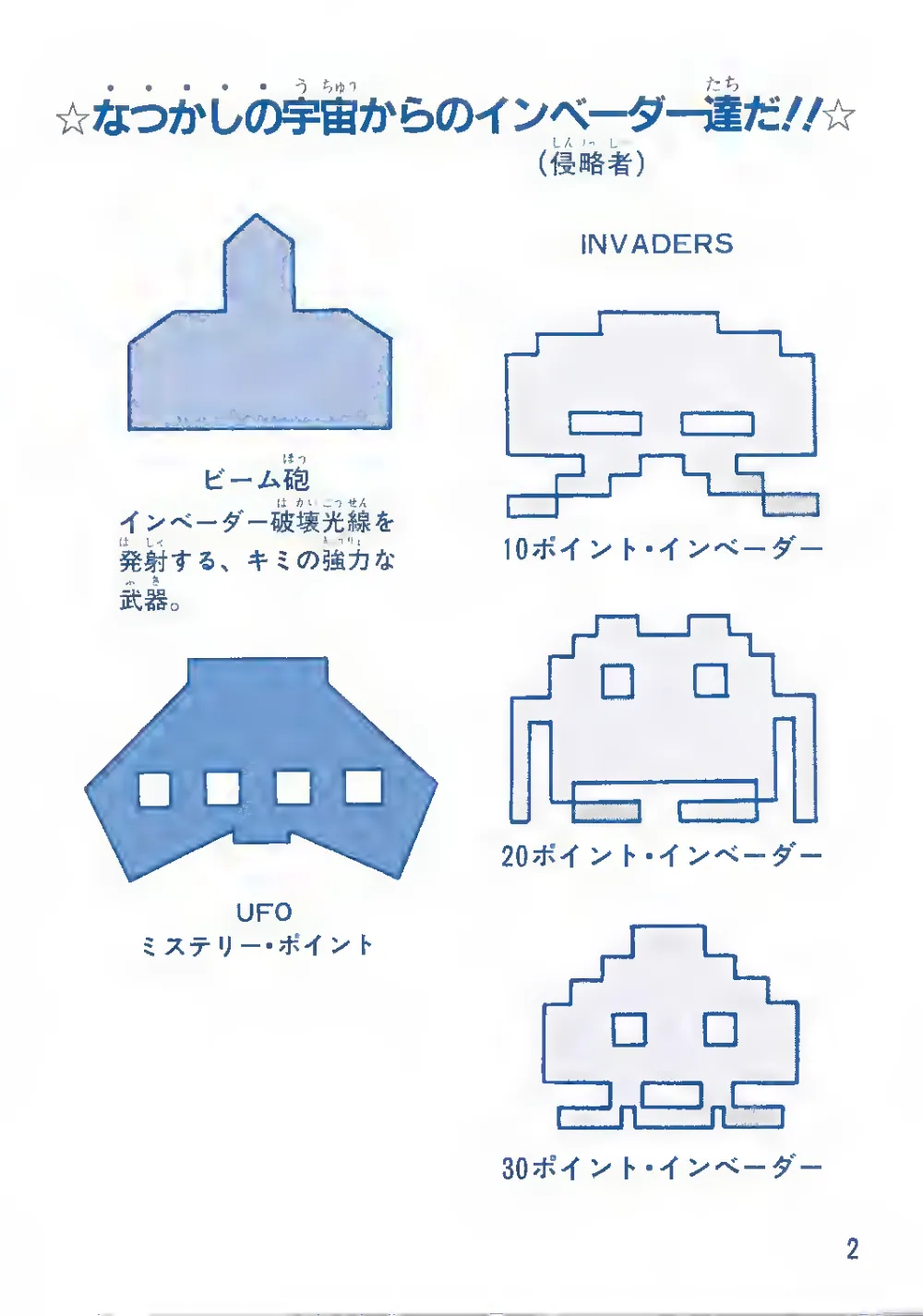 Space Invaders (1985) — page 3 of 12, scanned from the printed manual