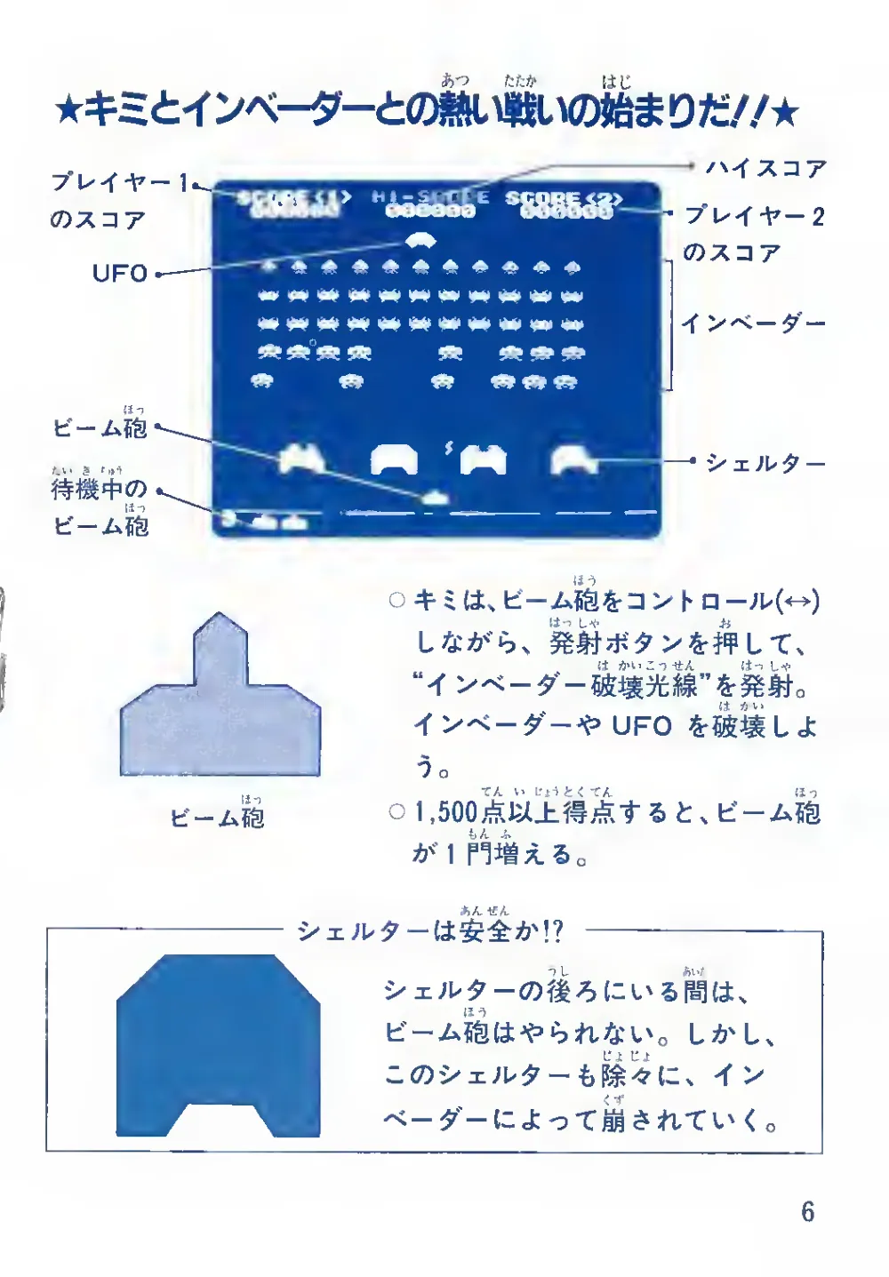 Space Invaders (1985) — page 7 of 12, scanned from the printed manual