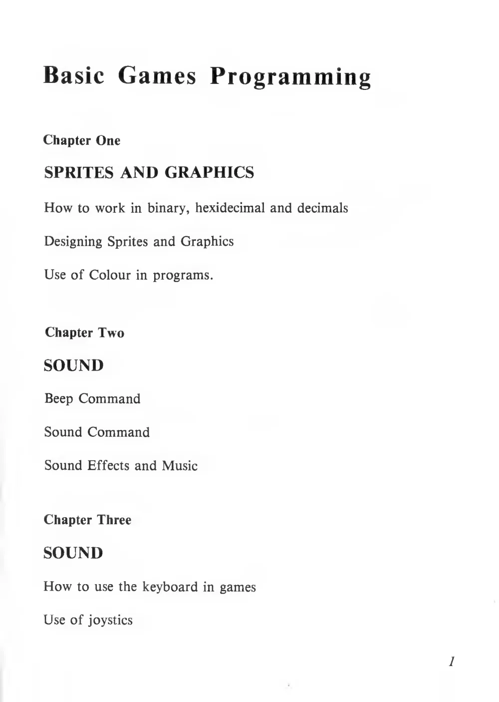 Teach Yourself Basic Games Programming (1984) — page 2 of 71, scanned from the printed manual
