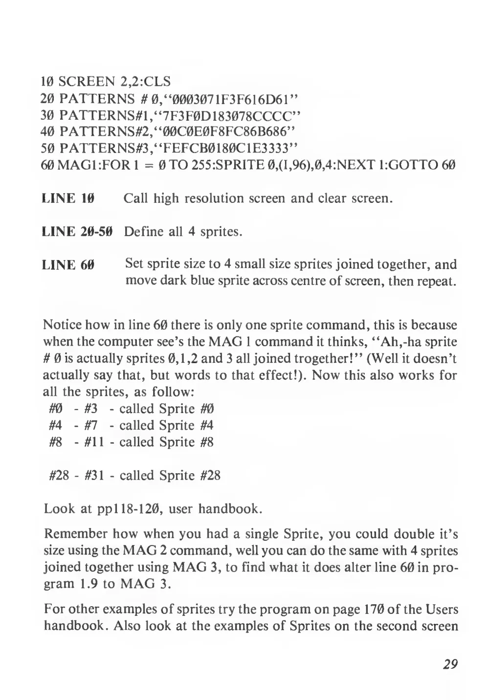 Teach Yourself Basic Games Programming (1984) — page 30 of 71, scanned from the printed manual