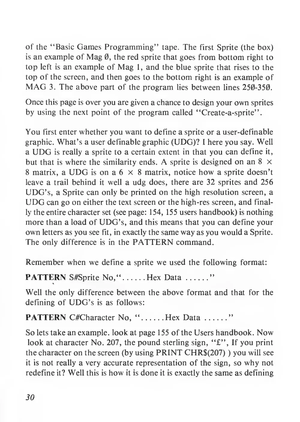 Teach Yourself Basic Games Programming (1984) — page 31 of 71, scanned from the printed manual