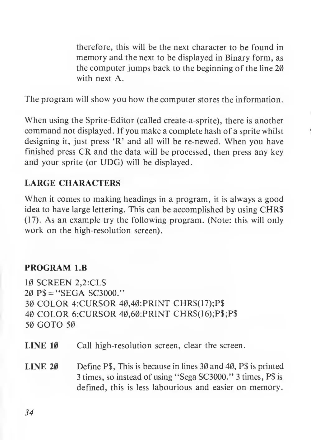 Teach Yourself Basic Games Programming (1984) — page 35 of 71, scanned from the printed manual