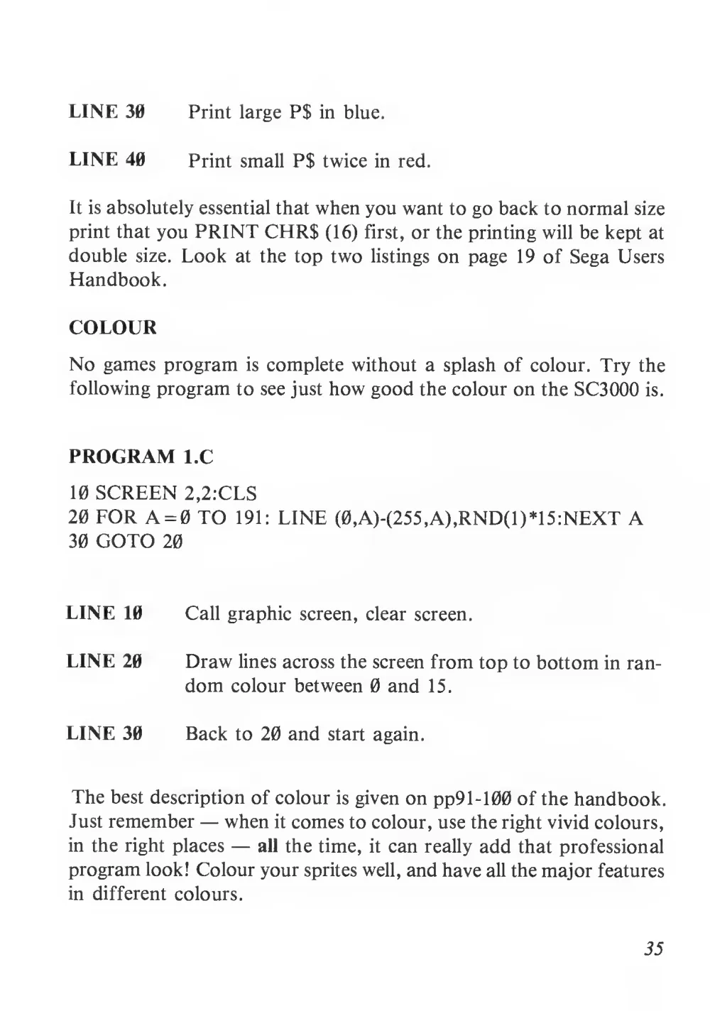 Teach Yourself Basic Games Programming (1984) — page 36 of 71, scanned from the printed manual