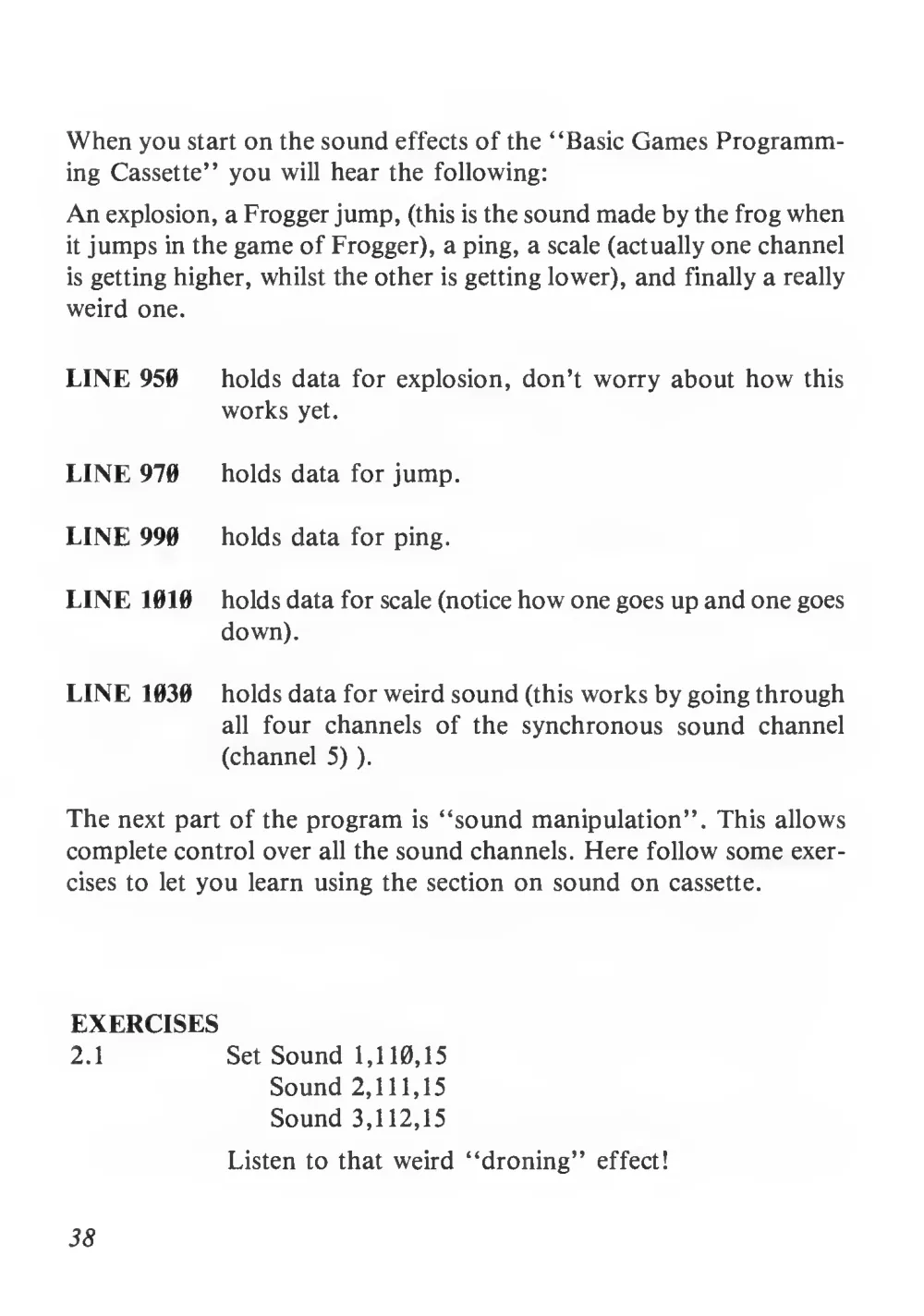 Teach Yourself Basic Games Programming (1984) — page 39 of 71, scanned from the printed manual