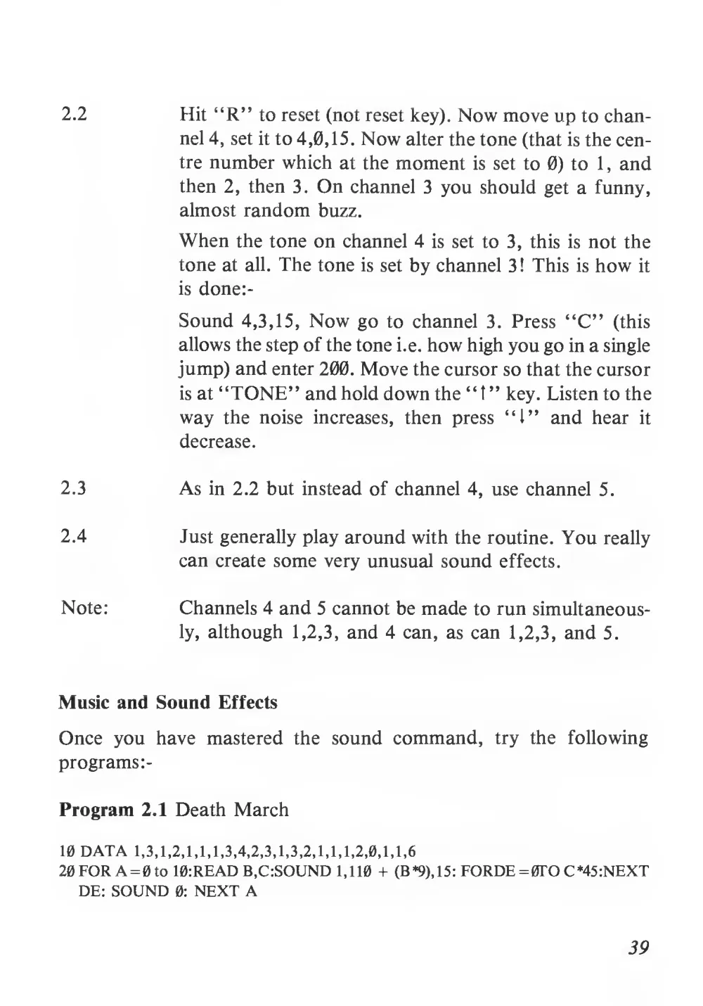 Teach Yourself Basic Games Programming (1984) — page 40 of 71, scanned from the printed manual