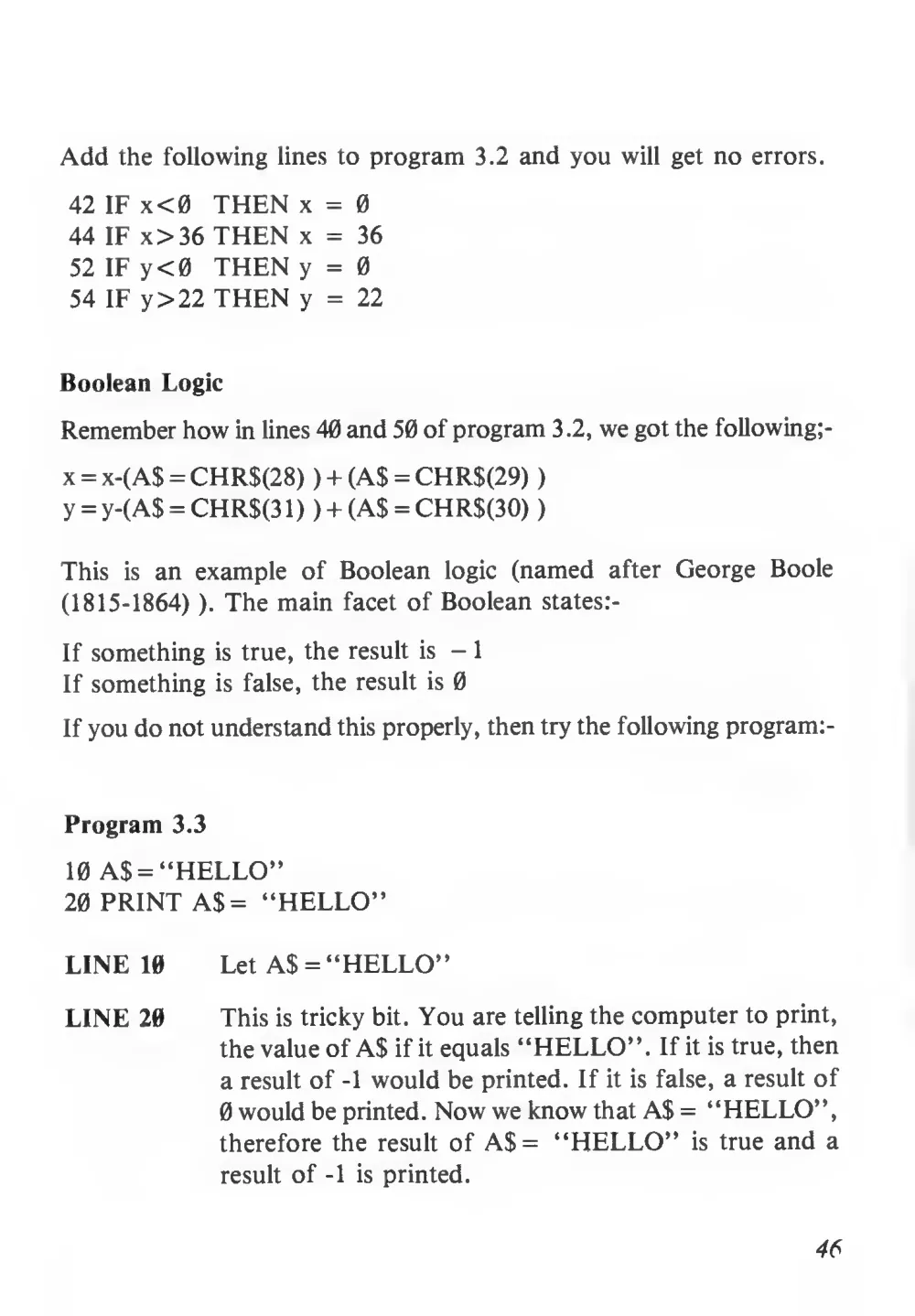 Teach Yourself Basic Games Programming (1984) — page 47 of 71, scanned from the printed manual