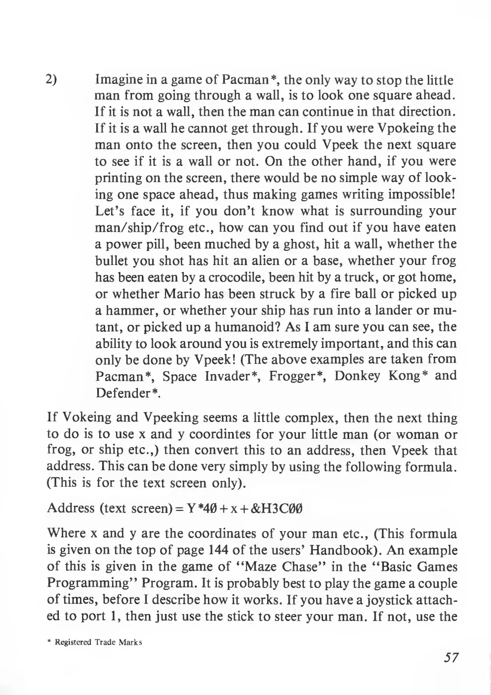 Teach Yourself Basic Games Programming (1984) — page 58 of 71, scanned from the printed manual