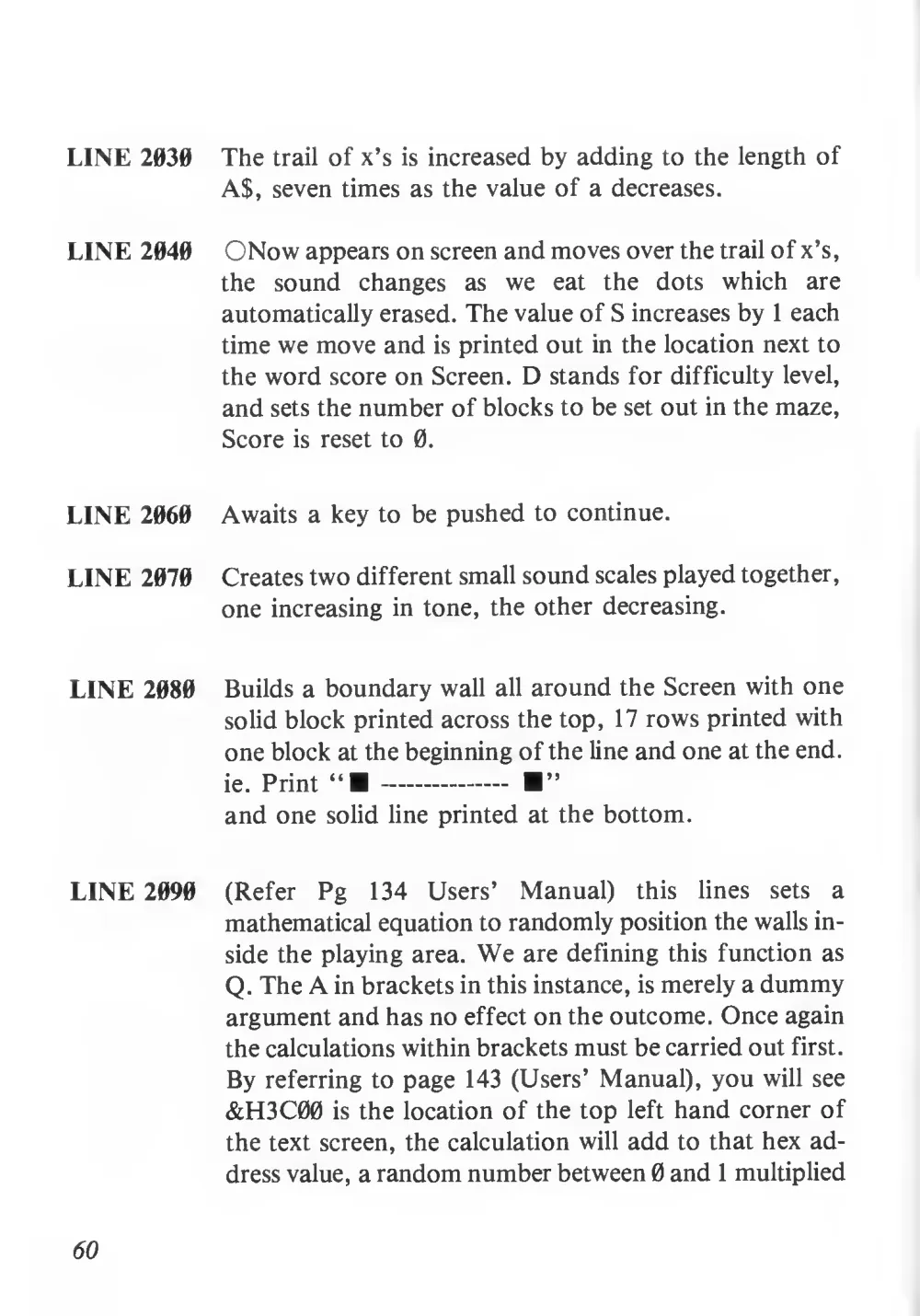 Teach Yourself Basic Games Programming (1984) — page 61 of 71, scanned from the printed manual