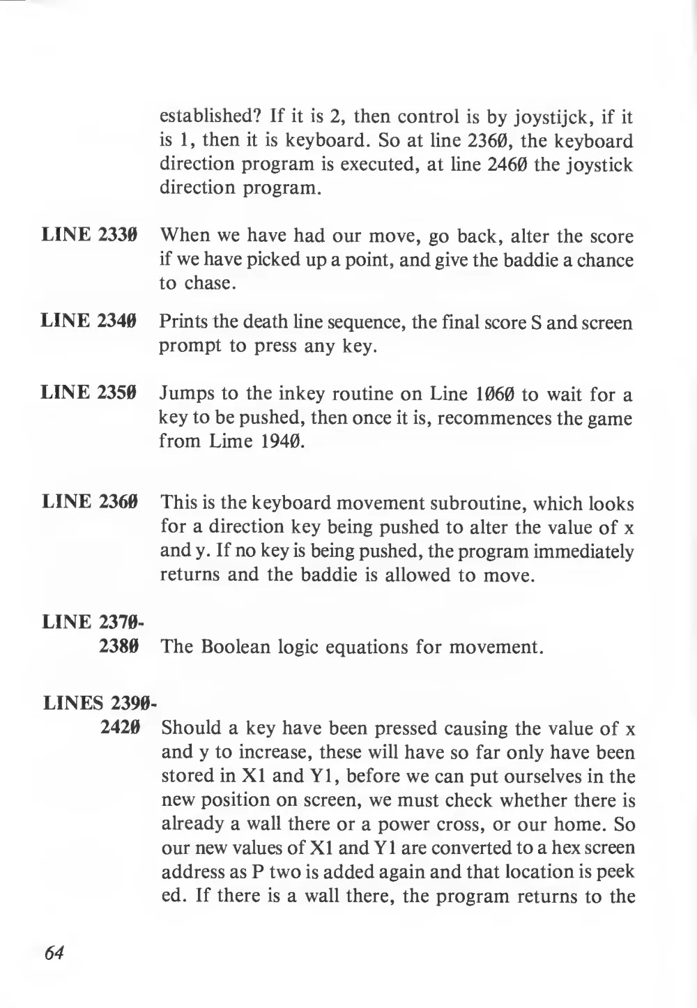 Teach Yourself Basic Games Programming (1984) — page 65 of 71, scanned from the printed manual