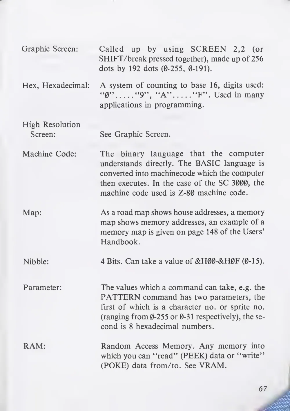 Teach Yourself Basic Games Programming (1984) — page 68 of 71, scanned from the printed manual