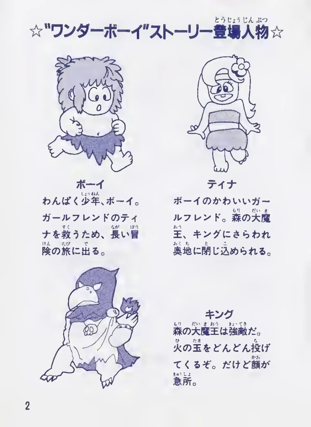 Wonder Boy (1986) — page 4 of 20, scanned from the printed manual