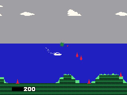 James Bond 007 running on the Sega SG-1000 / SC-3000 — in-game screenshot, 256×192, grabbed from the emulator