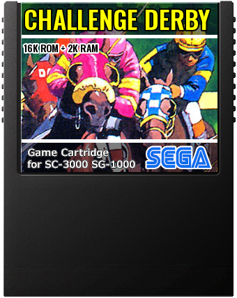 Challenge Derby (Tsukuda Original · 1984) — cover artwork of the cartridge for the Sega SG-1000 / SC-3000, 16K ROM