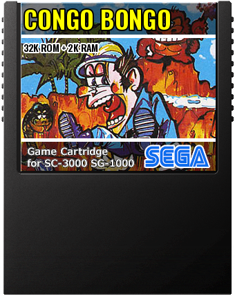 Congo Bongo (Sega · 1983) — cover artwork of the cartridge for the Sega SG-1000 / SC-3000, 32K ROM