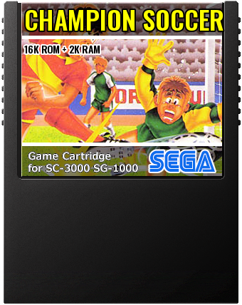 Champion Soccer (Sega · 1984) — cover artwork of the cartridge for the Sega SG-1000 / SC-3000, 16K ROM