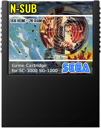 N-Sub (Compile, Sega · 1986) — cover artwork of the cartridge for the Sega SG-1000 / SC-3000, 16K ROM