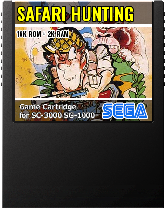 Safari Hunting (Compile, Sega · 1983) — cover artwork of the cartridge for the Sega SG-1000 / SC-3000, 16K ROM