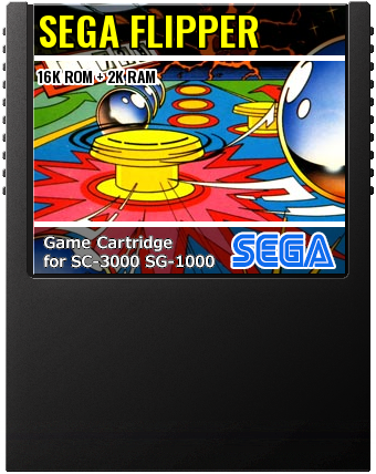 Sega Flipper (Sega · 1983) — cover artwork of the cartridge for the Sega SG-1000 / SC-3000, 16K ROM