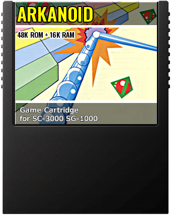 Arkanoid (Converted by SirioKD) — cover artwork of the cartridge for the Sega SG-1000 / SC-3000, 48K ROM