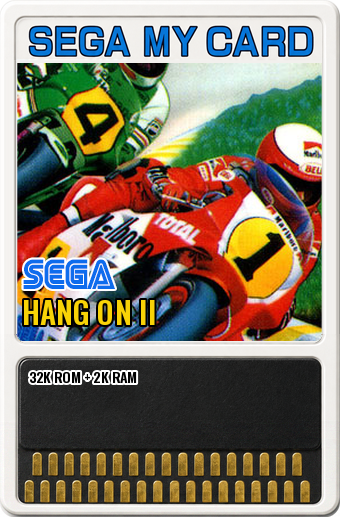 Hang On II (Sega · 1985) — cover artwork of the My Card for the Sega SG-1000 / SC-3000, 32K ROM