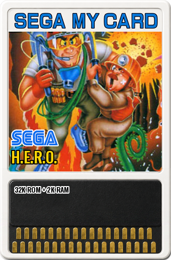 H.E.R.O. (Activision, Sega · 1985) — cover artwork of the My Card for the Sega SG-1000 / SC-3000, 32K ROM