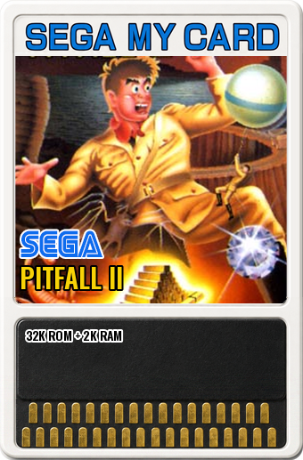 Pitfall II (Activision, Sega · 1985) — cover artwork of the My Card for the Sega SG-1000 / SC-3000, 32K ROM