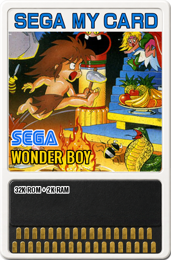 Wonder Boy (Escape, Sega · 1986) — cover artwork of the My Card for the Sega SG-1000 / SC-3000, 32K ROM