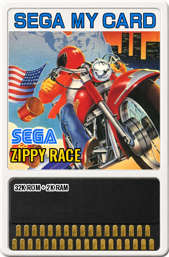 Zippy Race (Irem, Sega · 1983) — cover artwork of the My Card for the Sega SG-1000 / SC-3000, 32K ROM